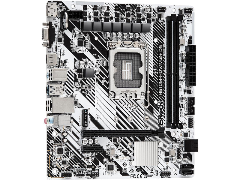 ASRock H610M-HDV/M.2+ D5 Mainboard - Intel H610 - Intel LGA1700 - DDR5 RAM - Micro-ATX