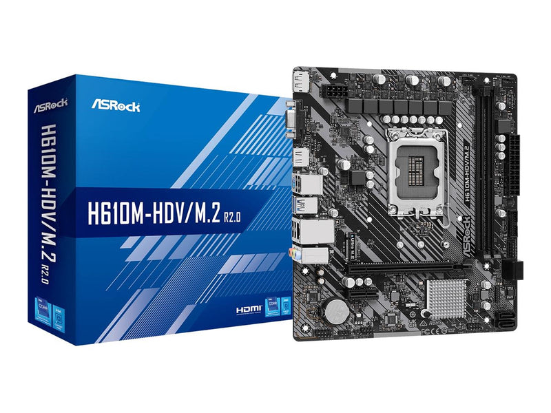 ASRock H610M-HDV/M.2 R2.0 Mainboard - Intel H610 - Intel LGA1700 - DDR4 RAM - Micro-ATX