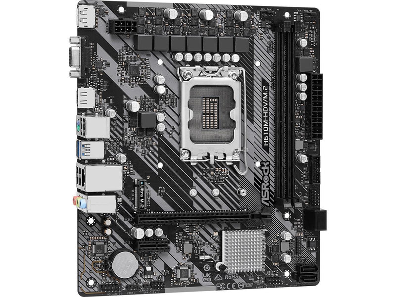 ASRock H610M-HDV/M.2 R2.0 Mainboard - Intel H610 - Intel LGA1700 - DDR4 RAM - Micro-ATX
