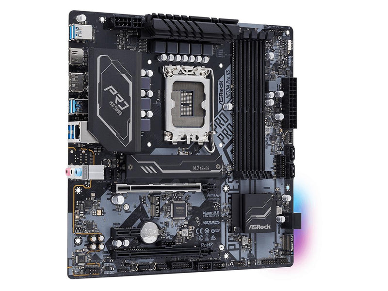 ASRock H670M Pro RS Mainboard - Intel H670 - Intel LGA1700 - DDR4 RAM - Micro-ATX