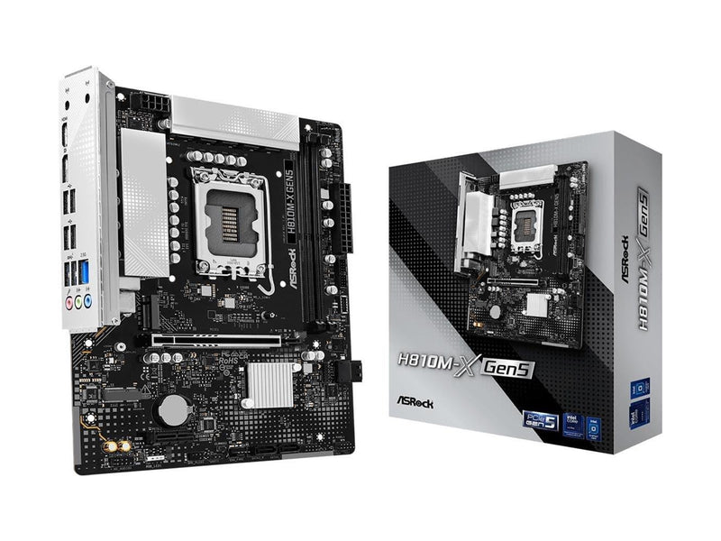 ASRock H810M-X Gen5 Mainboard - Intel H810 - Intel LGA1851 - DDR5 RAM - Micro-ATX