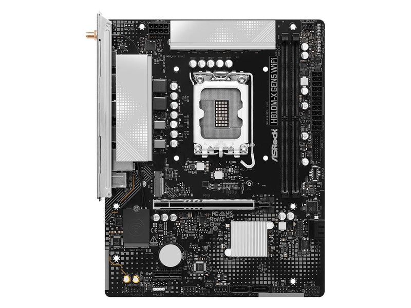 ASRock H810M-X Gen5 WiFi Mainboard - Intel H810 - Intel LGA1851 - DDR5 RAM - Micro-ATX