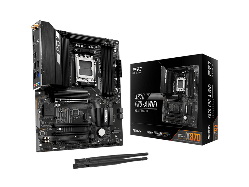ASRock X870 PRO-A WIFI Mainboard - AMD X870 - AMD AM5 - DDR5 RAM - ATX