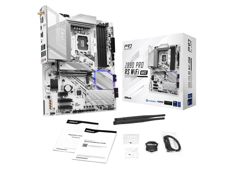 ASRock Z890 PRO RS WIFI WHITE Mainboard - Intel Z890 - Intel LGA1851 - DDR5 RAM - ATX