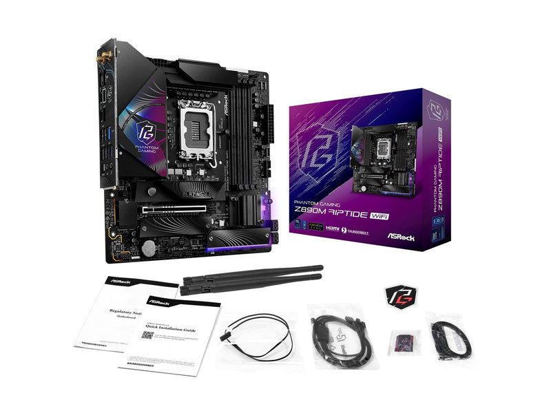 ASRock Z890M RIPTIDE WIFI Mainboard - Intel Z890 - Intel LGA1851 - DDR5 RAM - Micro-ATX