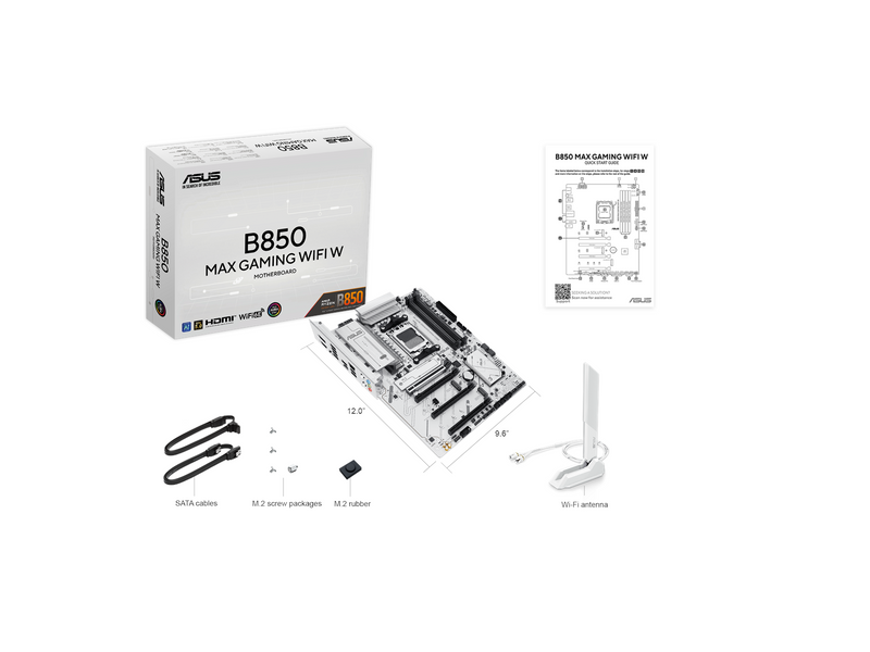 ASUS B850 MAX GAMING WIFI WHITE Mainboard - AMD B850 - AMD AM5 - DDR5 RAM - ATX