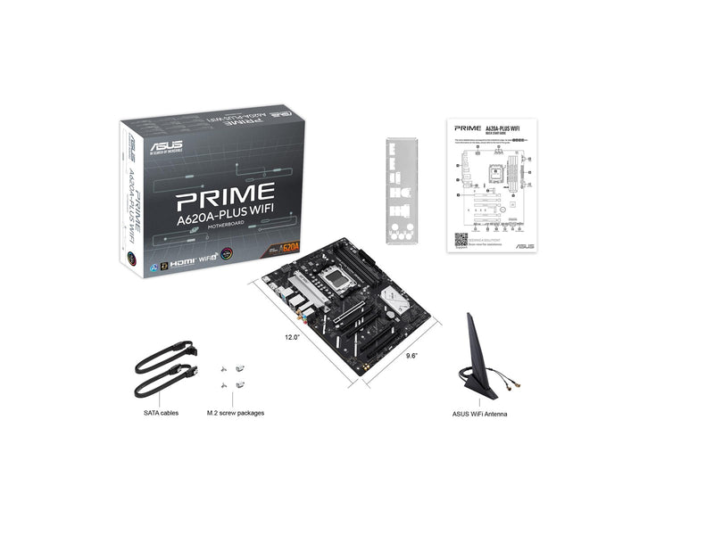 ASUS PRIME A620A-PLUS WIFI Mainboard - AMD A620A - AMD AM5 - DDR5 RAM - ATX
