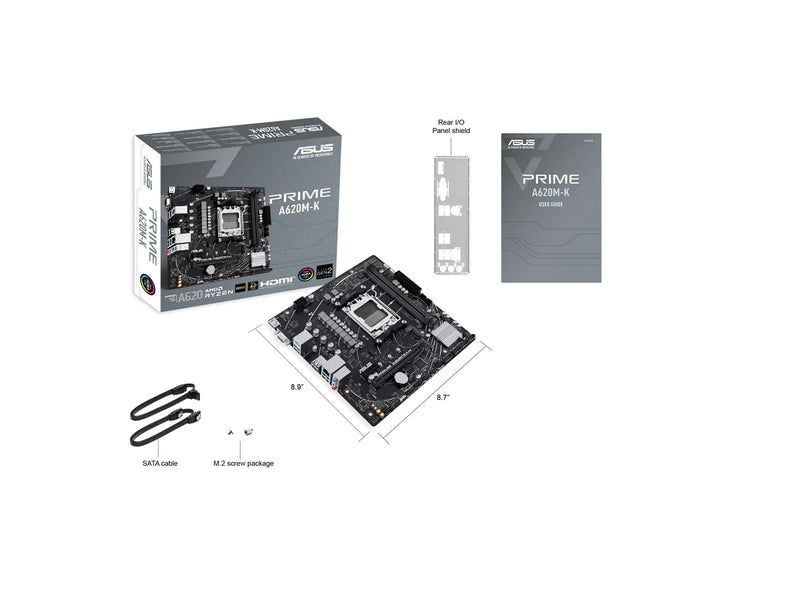 ASUS PRIME A620M-K Mainboard - AMD A620 - AMD AM5 - DDR5 RAM - Micro-ATX
