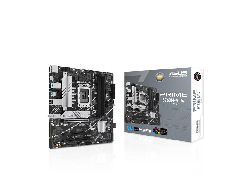 ASUS PRIME B760M-A D4-CSM (V2) Mainboard - Intel B760 - Intel LGA1700 - DDR4 RAM - Micro-ATX