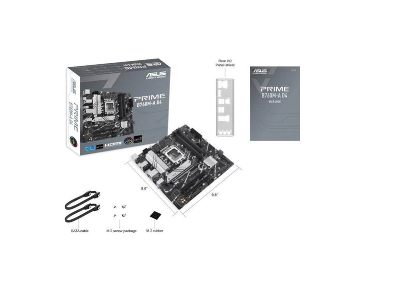 ASUS PRIME B760M-A D4-CSM (V2) Mainboard - Intel B760 - Intel LGA1700 - DDR4 RAM - Micro-ATX