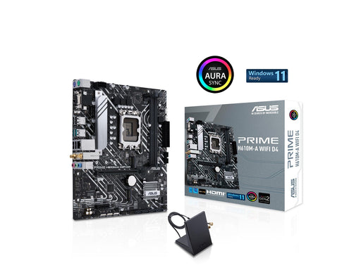 ASUS PRIME H610M-A WIFI D4 Mainboard - Intel H610 - Intel LGA1700 - DDR4 RAM - Micro-ATX