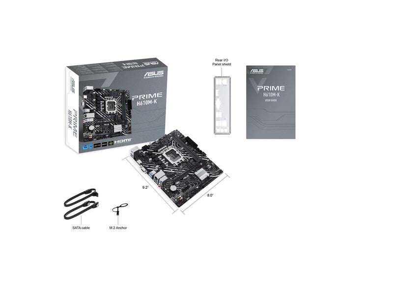 ASUS PRIME H610M-K Mainboard - Intel H610 - Intel LGA1700 - DDR5 RAM - Micro-ATX