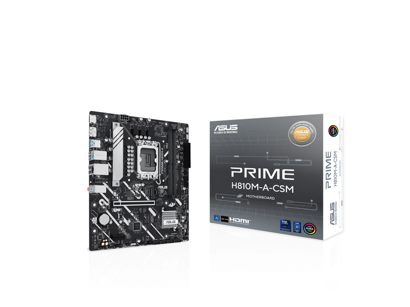 ASUS PRIME H810M-A-CSM Mainboard - Intel H810 - Intel LGA1851 - DDR5 RAM - Micro-ATX