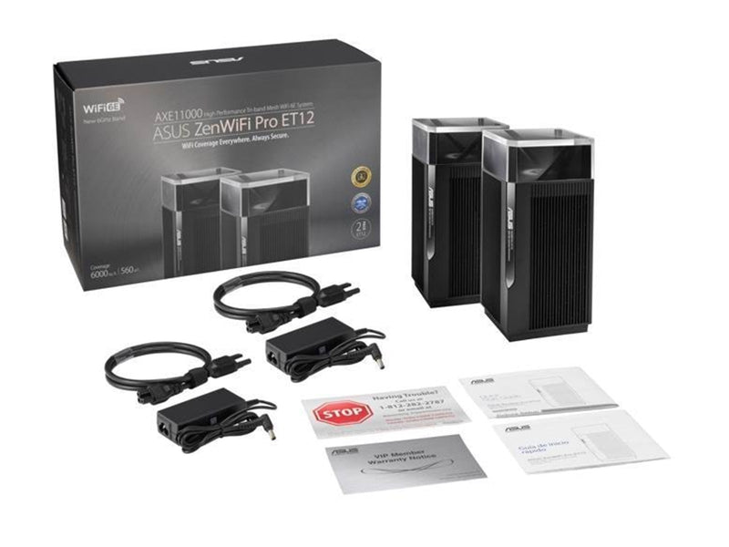 ASUS ZenWiFi Pro ET12 -Wi-Fi 6E - 2 Units - up to 557 m2 - Mesh router 802.11a/b/g/n/ac/ax (Wi-Fi 6E)