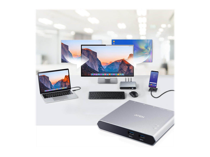 ATEN 2-Port USB-C Gen 1 Dock Switch USB-Hubs - 2 - Schwarz