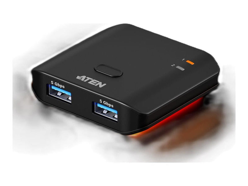 ATEN Essentials US4322 - USB peripheral sharing switch - 2 ports USB-Hubs - USB 3.2 - 2 - Schwarz