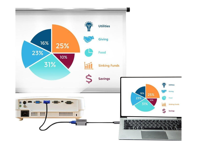 ATEN UC3002A - video adapter - USB-C to HD-15 (VGA) - 9.6 cm