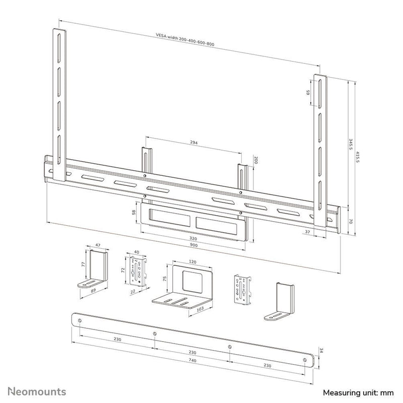 Neomounts AV2-500BL Universal-Videobar-Kit - Schwarz