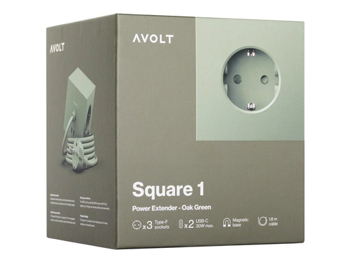 AVOLT Square 1 with 30W Dual USBC & Magnetic base 1.8m Oak Green