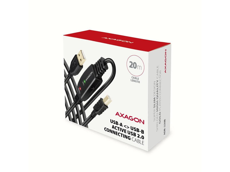 AXAGON ADR-220B USB 2.0 A-M -> B-M aktives Anschluss-/Repeaterkabel 20m - Kabel - Digital/Daten USB-Kabel