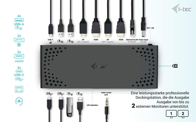 I-TEC USB-A /USB-C/Thunderbolt 3 Docking Station Gen2 mit Power Delivery 100W