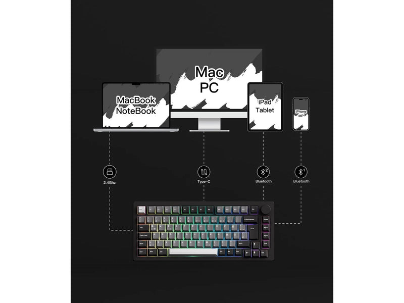 Akkogear Monsgeek M1 V5 VIA Black & Silver - Akko Rosewood - Gaming Tastatur (TKL) - 75% - German/UK/Nordic - Schwarz