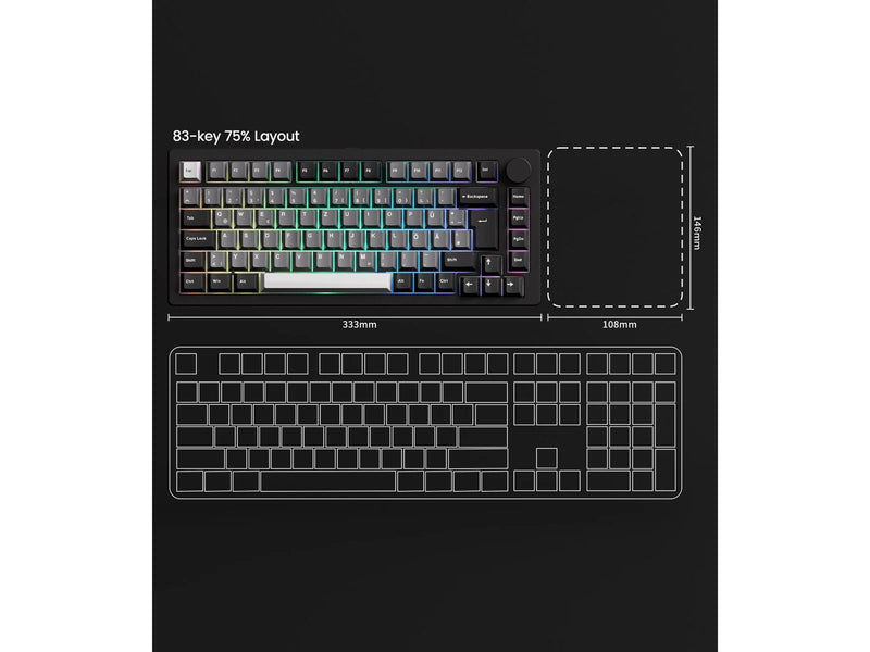 Akkogear Monsgeek M1 V5 VIA Black & Silver - Akko Rosewood - Gaming Tastatur (TKL) - 75% - German/UK/Nordic - Schwarz