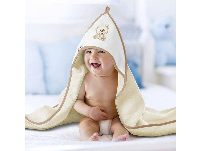 Akuku Baby hooded towel 100 x 100 cm ECRU/BEAR