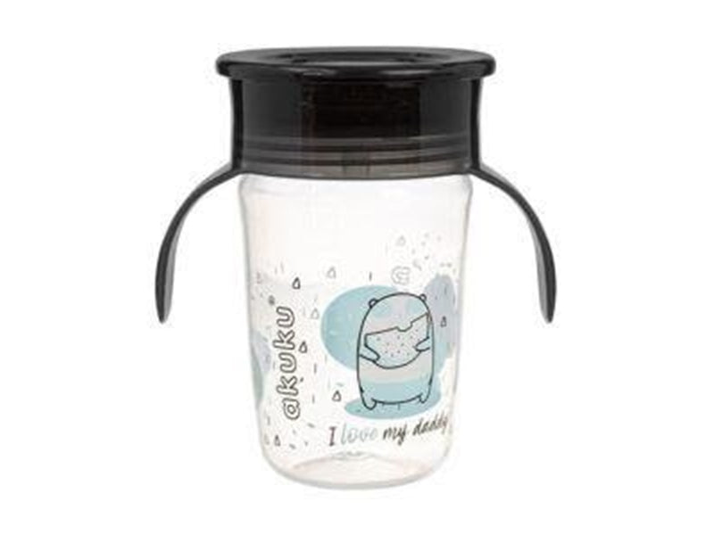 Akuku Non-spill cup 360° 240 ml with dual handle black