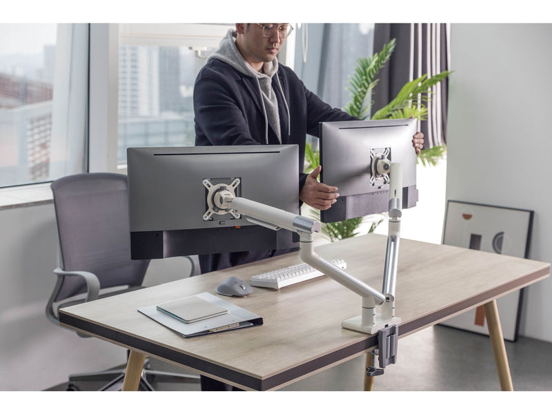 Alterzone Arm Duo dual aluminum monitor arm White