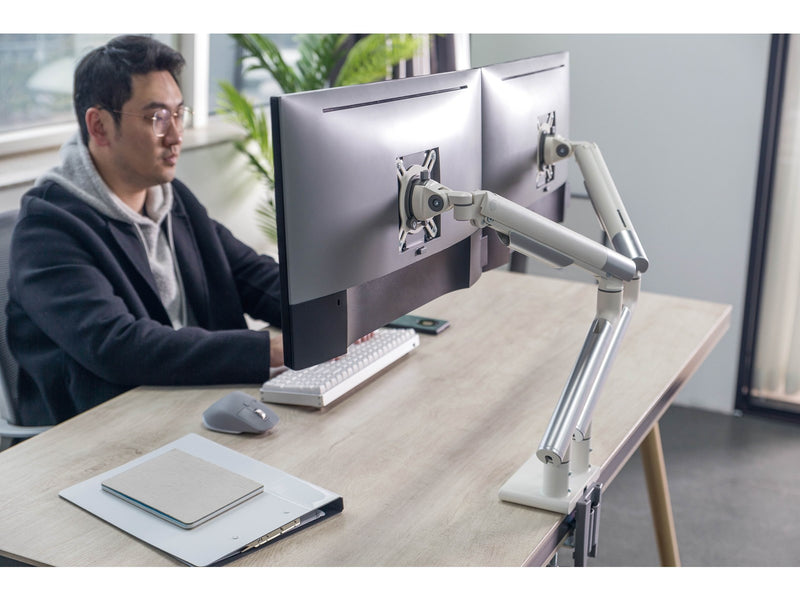 Alterzone Arm Duo dual aluminum monitor arm White