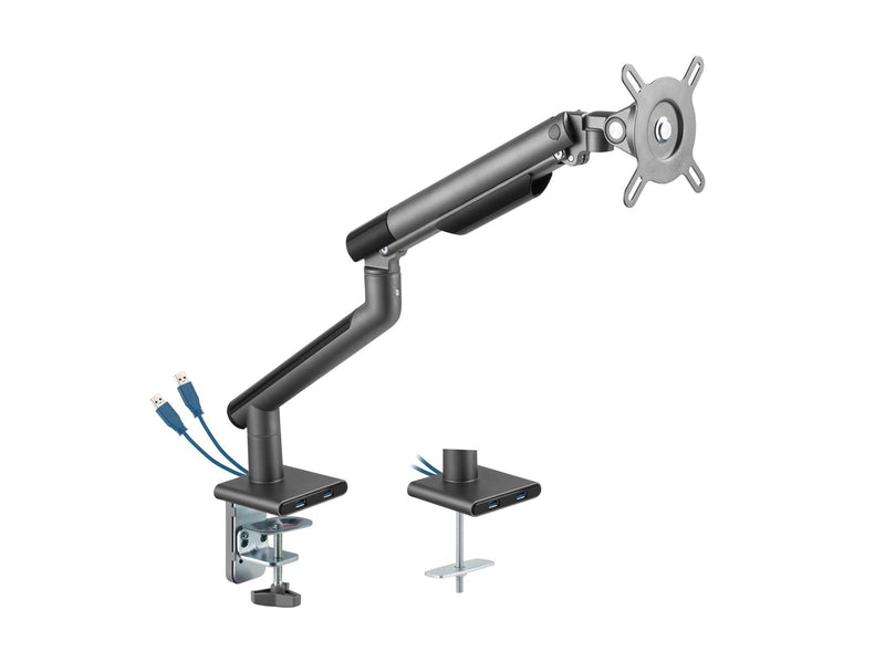 Alterzone  Arm One USB Aluminium Monitorarm, 2 x 3.0 USB-Anschlüsse, Space Gray