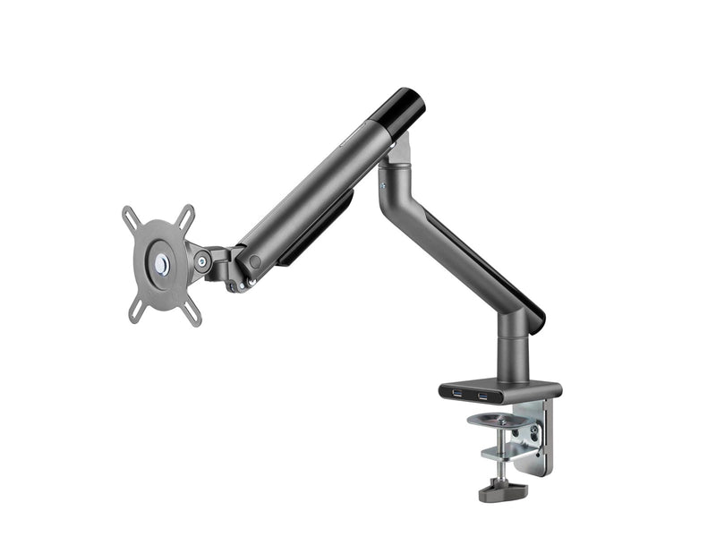 Alterzone  Arm One USB Aluminium Monitorarm, 2 x 3.0 USB-Anschlüsse, Space Gray