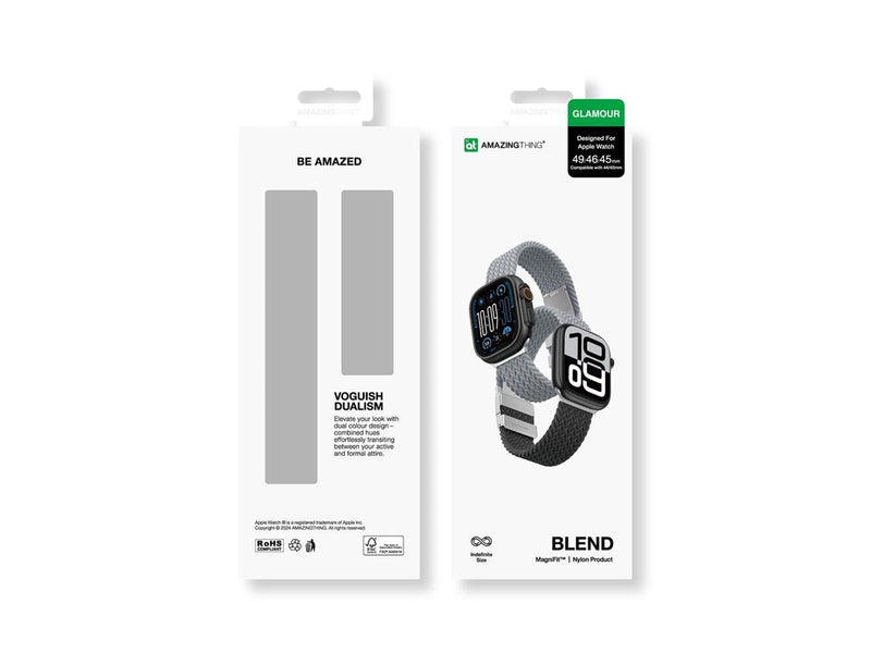 AmazingThing Blend Band 2-Pack for Apple Watch 45/46/49mm - Gray-Black/Gray