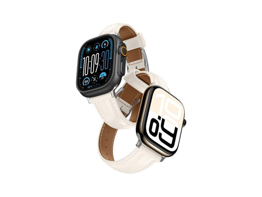 AmazingThing Class Band Leather Strap for Apple Watch 45 / 46 / 49 mm - Light Beige
