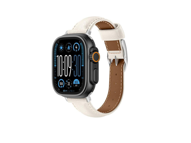 AmazingThing Class Band Leather Strap for Apple Watch 45 / 46 / 49 mm - Light Beige