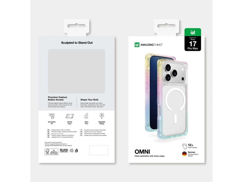 AmazingThing Omni case for iPhone 17 Pro Max compatible with MagSafe - transparent-rainbow