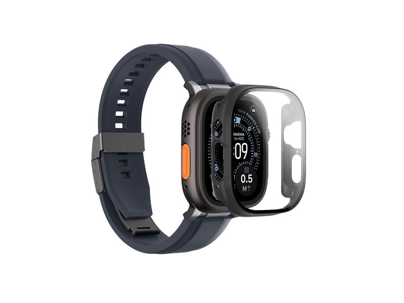 AmazingThing Radix Glass Screen Protector with Case for Apple Watch UItra 3 49mm - Black