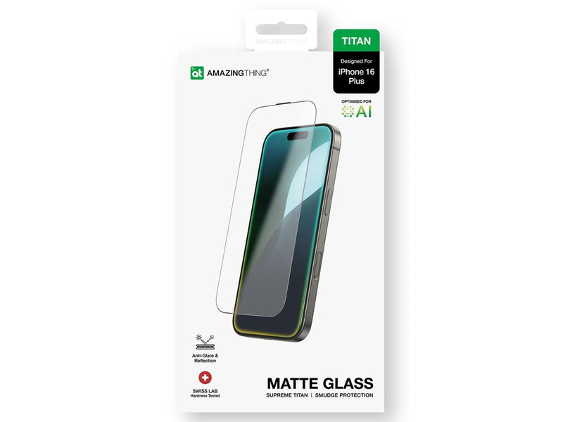 AmazingThing Titan Matte Glass tempered glass for iPhone 16 Plus