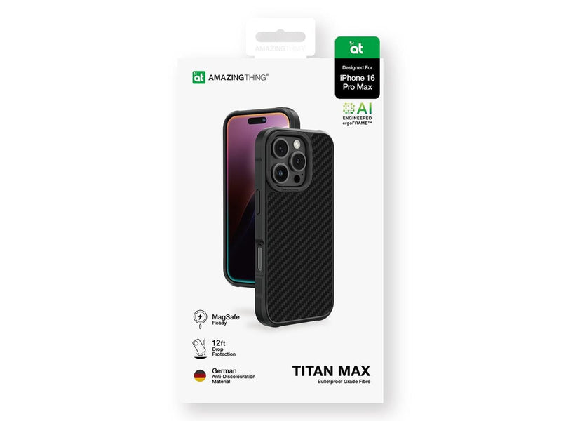 AmazingThing Titan Max Case with 1500D Aramid Fibers for iPhone 16 Pro Max - Black