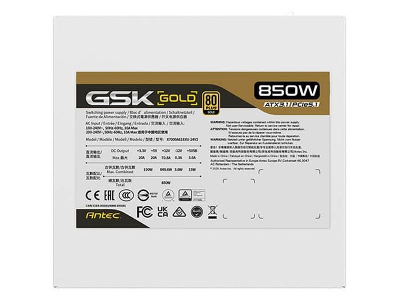 Antec GSK850 V2 power supply unit Netzteile - 850 Watt - ATX - 80 Plus Gold zertifiziert