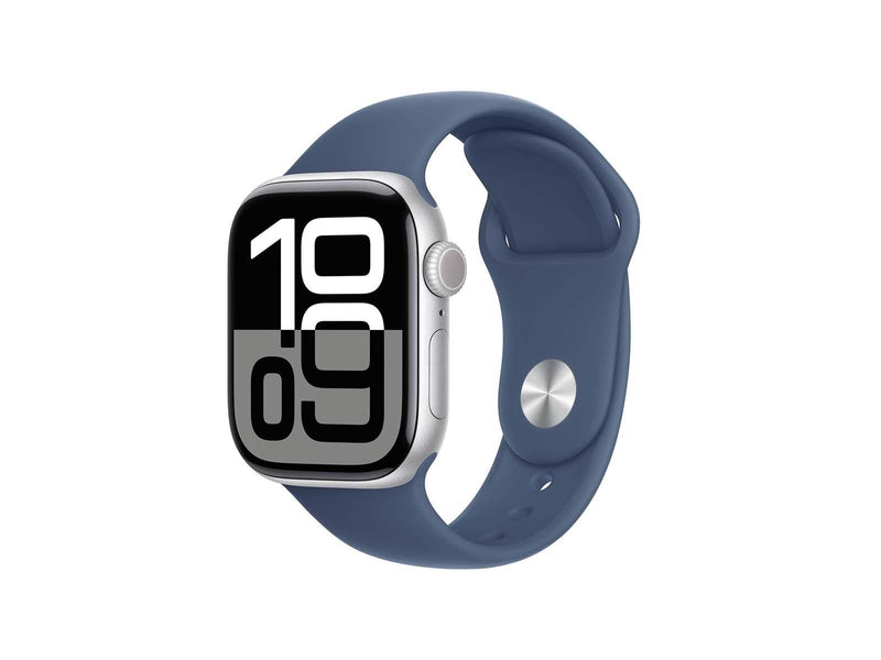 Apple Watch Series 10 GPS + Cellular 42mm - Silver Aluminium Case with Denim Sport Band - S/M