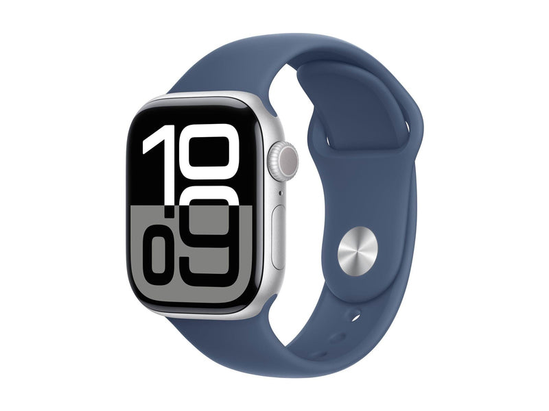 Apple Watch Series 10 GPS + Cellular 42mm - Silver Aluminium Case with Denim Sport Band - S/M