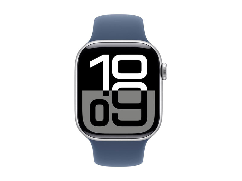 Apple Watch Series 10 GPS + Cellular 42mm - Silver Aluminium Case with Denim Sport Band - S/M