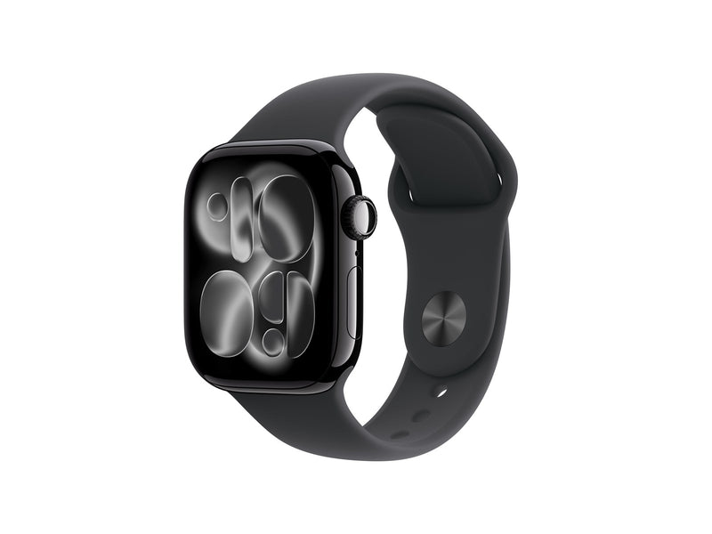 Apple Watch Series 11 GPS + Cellular 42mm Jet Black Aluminium Case with Black Sport Band - S/M