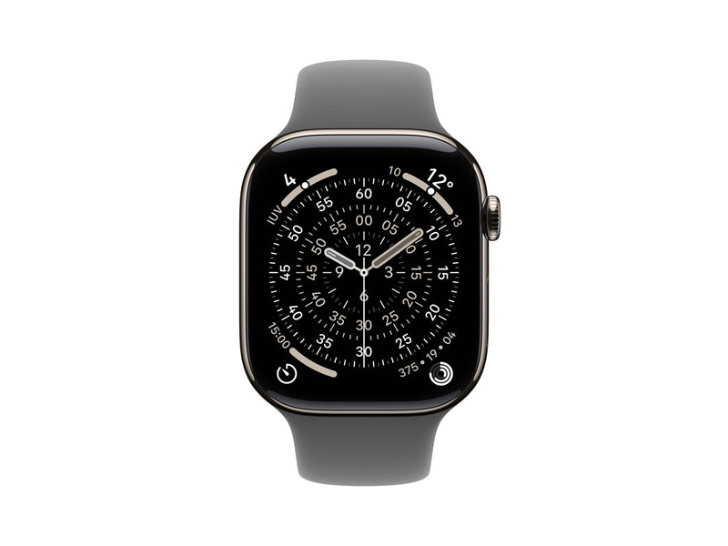 Apple Watch Series 11 GPS + Cellular 42mm Natural Titanium Case with Stone Grey Sport Band - S/M