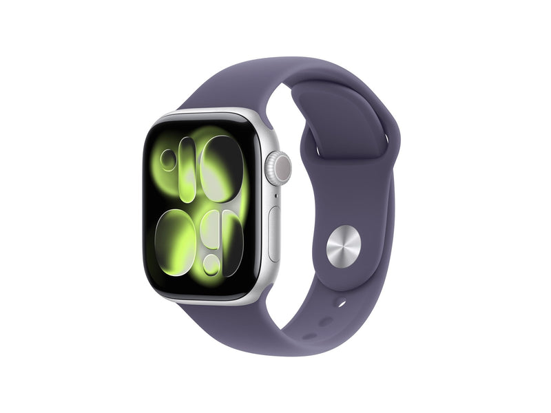 Apple Watch Series 11 GPS + Cellular 42mm Silver Aluminium Case with Purple Fog Sport Band - M/L