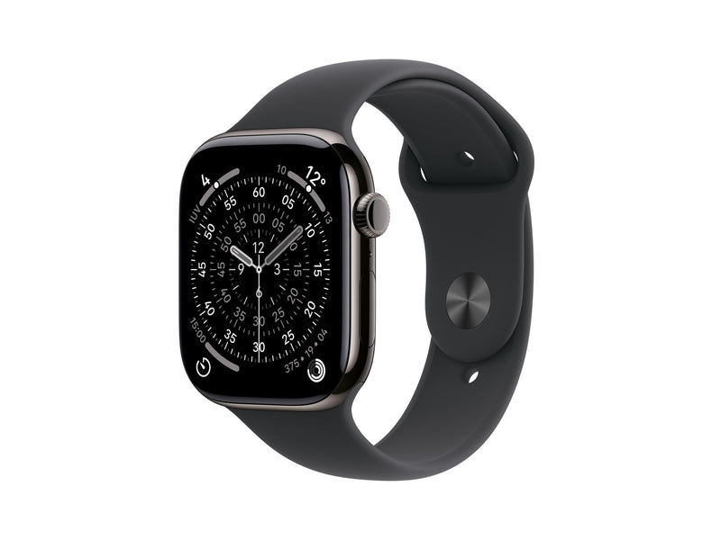 Apple Watch Series 11 GPS + Cellular 42mm Slate Titanium Case with Black Sport Band - M/L