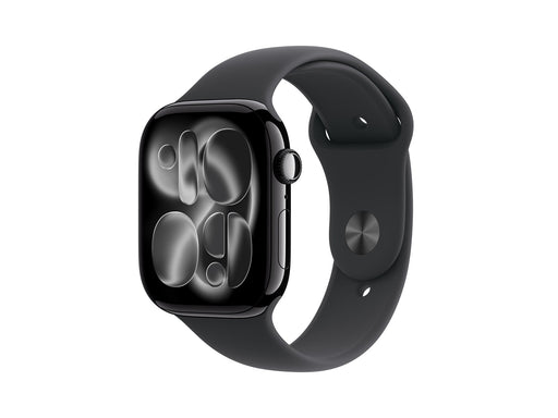 Apple Watch Series 11 GPS + Cellular 46mm Jet Black Aluminium Case with Black Sport Band - S/M