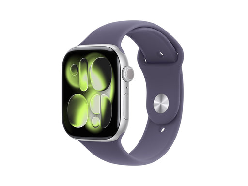 Apple Watch Series 11 GPS + Cellular 46mm Silver Aluminium Case with Purple Fog Sport Band - S/M
